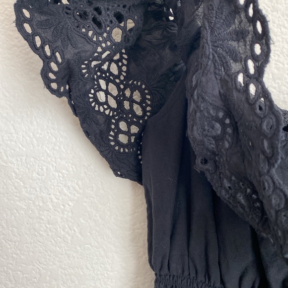 Lovers & Friends Black Dallas Eyelet Off The Shoulder Mini Dress Size s - Picture 4 of 9